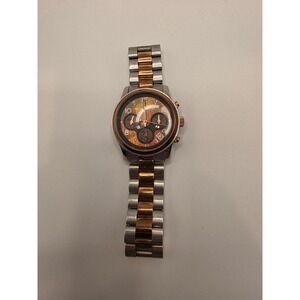 Michael Kors MK-5495 Two Tone Chronograph Watch Brown Mother of Pearl 39mm READ